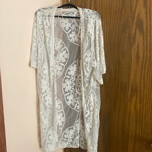 White lace long kimono size medium